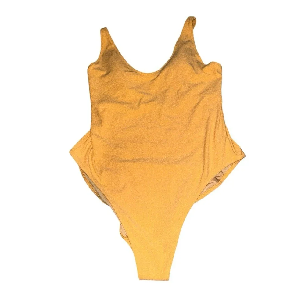 Old Navy Orange Terri Cloth XXL Plus One Piece Scoop Back Swim Suit